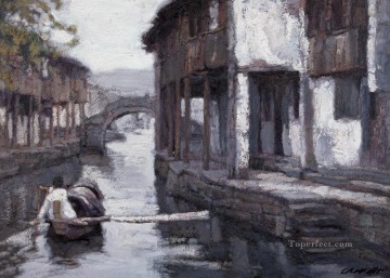  Riverside Oil Painting - Southern Chinese Riverside Town Landscapes from China